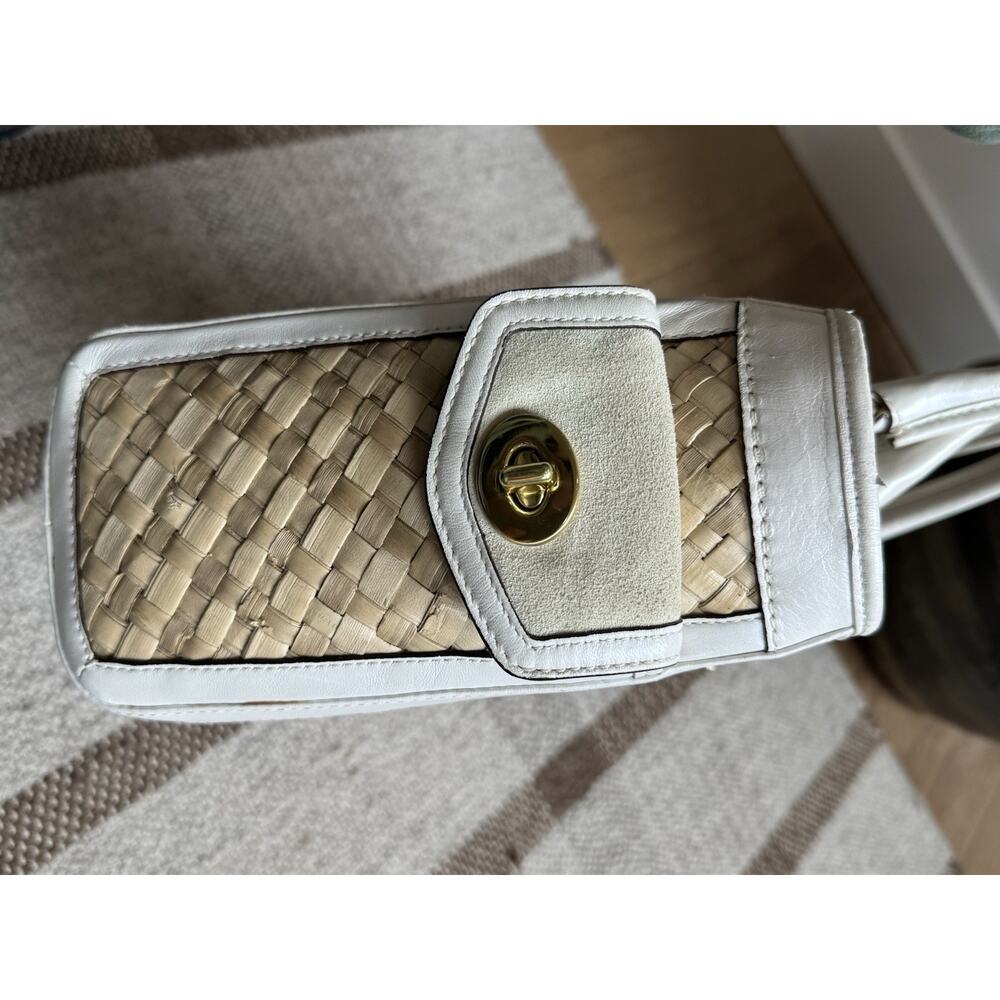 Coach 4419 Woven Straw Suede Handbag Tote Vintage Y2K Beach Bag Resort - Picture 6 of 16